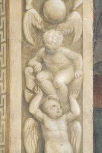 Putti, dekorationer runt fönstren (fresk)