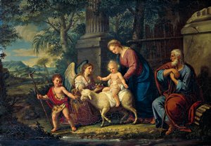 Den heliga familjen med Johannes Döparen, Lattanzio Querena (1768-1853).