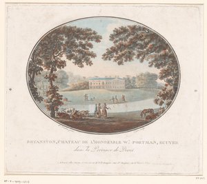 Utsikt över Sir William Portmans hus på landet i Bryanston Bryanston, Chateau de l