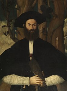 Skäggig man med en falk, ca 1500