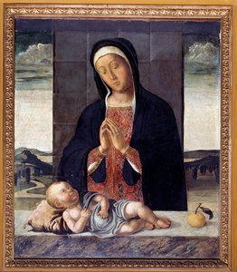 Jungfru som dyrkar Jesus (målning, ca 1500)