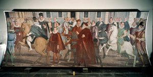 Doge Giacomo Durazzo Grimaldi guidar kardinal Francesco Pacheco på gatorna i Genes 1574 (fresk)