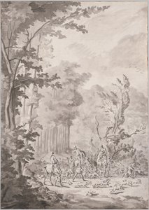 En jaktfest i Marly, sent 1600-tal eller tidigt 1700-tal. av Le Vieux Jean Baptiste Martin