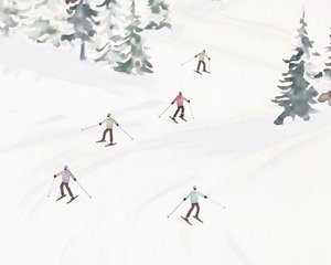Skidåkning i Tremblant, ca 2023 (blandteknik) av Leah Straatsma