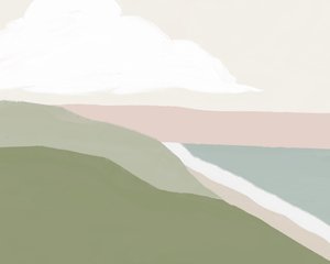 Soluppgång i Newport, ca 2020 (blandteknik)