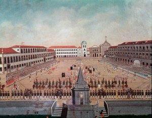 Militärparad på det kungliga torget i Rio de Janeiro i Brasilien Akvarell av Leandro Joaquim (1738-1798) 1700-talets Rio de Janeiro, National Historic Museum av Leandro Joachim