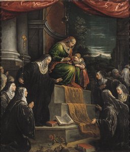 Sainte Anne et la Vierge Marie enfant - Sainte Anne och Mary som barn, av Bassano, Leandro (1557-1622). Olja på duk. Mått: 117x99cm. Nationalmuseum Stockholm av Leandro da Ponte Bassano