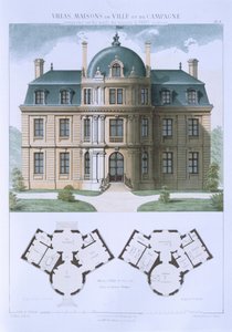 Design från "stads- och lanthus baserade på de moderna husen i Paris", c.1864 av Leblanc