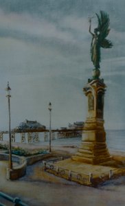 Angel of Hove, 2000 (olja på papper) Brighton staty av Lee Campbell