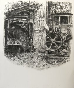 Eel Pie Textures, 2016, (kol på papper) av Lee Campbell