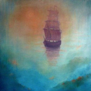 Fata Morgana (spökskepp), 2020 (olja på duk) av Lee Campbell