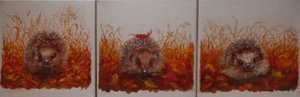 Hedgehogs in Autumn, 2024 (olja på duk) av Lee Campbell