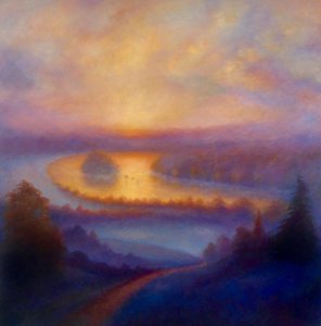 Misty View, 2023 (olja på duk) av Lee Campbell