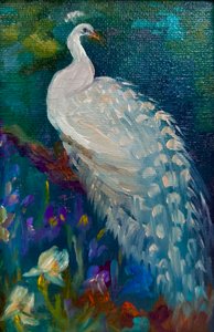 White Peacock, 2025 (olja på duk) av Lee Campbell