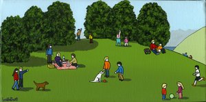 Picnic on the Hill, 2015 (Akryl och bläck på duk)