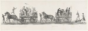 Fem fakulteter och en offentlig befordran, 1835 Symbolisk representation av de fem fakulteterna / Offentlig främjande (titel på objekt) De enskilda föreställningarna som de uppstigningar innehas av H.H. Elever vid Leidsche Hoogeschool den 9 februari: 1 av Leendert Springer (I)