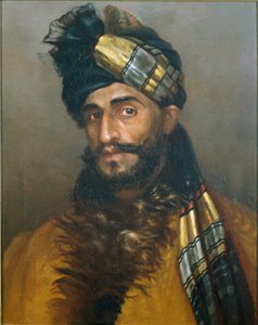 Pathan sowar, 25th Cavalry (Frontier Force), c.1908 (olja på duk) av Leila K. Williamson
