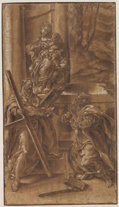 Madonna med barnet och aposteln Andreas (vänster) och Saint Judas (höger)