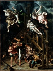 St. Katarinas martyrskap Jungfrun lider hjulets martyrskap. Målning av Lelio Orsi (1511-1587) 1560 ca. Sol. 88x66,5 cm Modene, Galleria Estense
