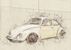 Skiss av en klassisk Beetle av Lembayung senja studio [Vintage Poster]