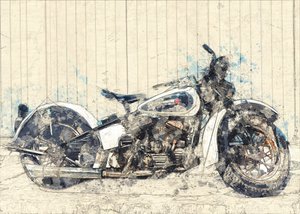 Klassisk motorcykelkonst av Lembayung senja studio [Vintage Poster]