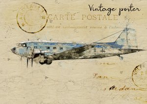 Vintage-vykort med flygplan av Lembayung senja studio [Vintage Poster]