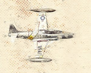 Vintage-ritning av ett jetplan av Lembayung senja studio [Vintage Poster]