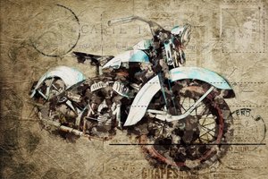 Vintage-motorcykel i grungestil av Lembayung senja studio [Vintage Poster]