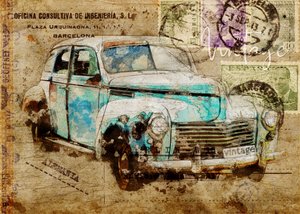Vintage-resebil av Lembayung senja studio [Vintage Poster]