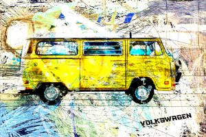 Yellow Surf Van av Lembayung senja studio [Vintage Poster]