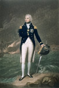 Sir Horatio Nelson, K.B., konteramiral av de blå, graverad och publicerad av William S. Barnard (1774-1849), pub. 1798 (färgad litho)