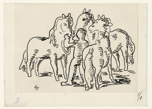 Man med tre hästar av Leo Gestel (signed by artist)