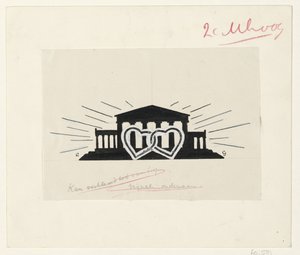 Tempel med två sammanfogade hjärtan av Leo Gestel (signed by artist)