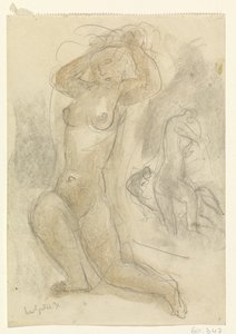 Två knästående nakenbilder av Leo Gestel (signed by artist)