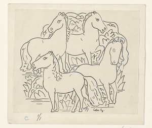 Fyra hästar av Leo Gestel (signed by artist)