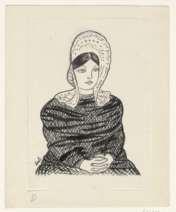 Kvinna i folkdräkt av Leo Gestel (signed by artist)