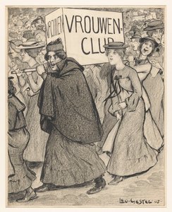 Kvinnor i en kvinnoförenings parad av Leo Gestel (signed by artist)