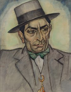 En man i spansk kostym, ca. 1914 (kol, pastell och akvarell på papper) av Leo Gestel