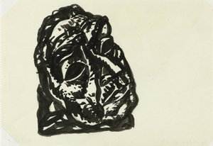 Huvudet på en man som tittar snett uppe till höger av Leo Gestel