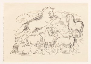 Studieblad med åtta hästar av Leo Gestel