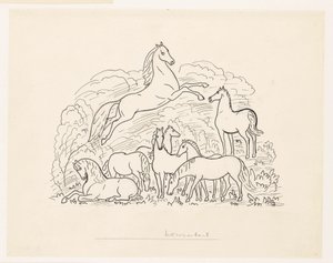 Studieblad med åtta hästar av Leo Gestel