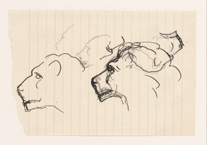 Studieark med lejonhuvuden av Leo Gestel