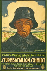 Stormbataljon Schmidt; Tyska män utgjuter ditt hemland! Kliv in i ... puben. Berlin, 1917