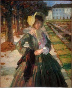 Ung kvinna i grön klänning av Leo Putz