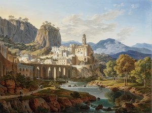 Utsikt över Atrani nära Amalfi. 1834