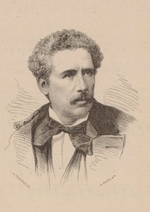 Porträtt av kompositören Olivier Métra 1830-1889. av Leon Alexandre Tourfaut