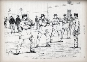 La Boxing - French Armees - teckning av Leon Couturier (1842-1935) - för "" The Flag" - Monitor of the League of Patriotes" - 22 augusti av Leon Antoine Lucien Couturier