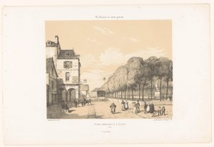 Tåg till Place Du Guesclin i Dinan Place Duguesclin à Dinan (titel på objekt) Dagens Frankrike (serietitel) La France de nos jours (serietitel på objekt) av Leon Auguste Asselineau