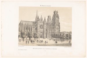 Utsikt över Orleans katedral (norra sidan) Côté septentrional de la cathédrale à Orléans (titel på objekt) Contemporary France (serietitel) La France de nos jours (serietitel på objekt) av Leon Auguste Asselineau
