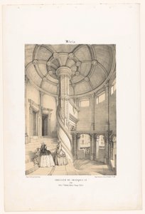 Vy över kung Francis I:s spiraltrappa i Blois Slott blois. Escalier de François Ier (titel på objekt) Contemporary France (serietitel) La France de nos jours (serietitel)